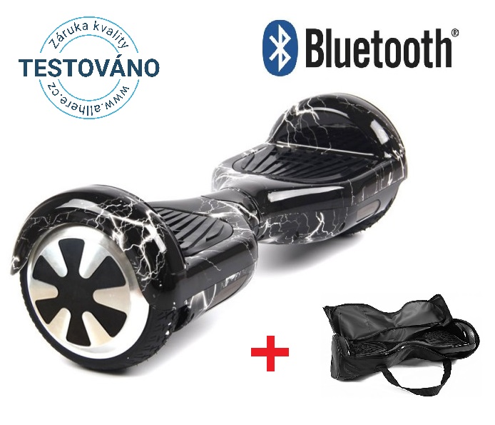 Hoverboard Standard černá s blesky s bluetooth reproduktorem