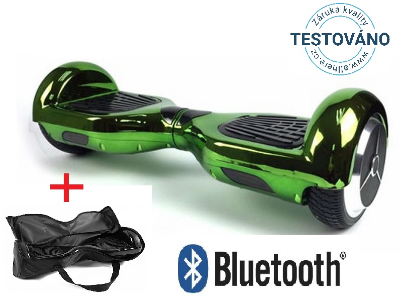 Hoverboard Standard zelená chrom s bluetooth reproduktorem
