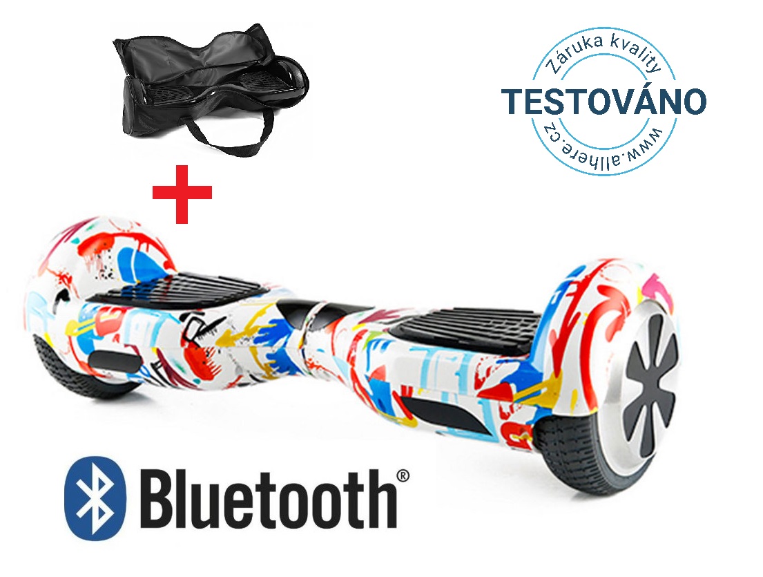 Hoverboard standard grafitty - white s bluetooth reproduktorem