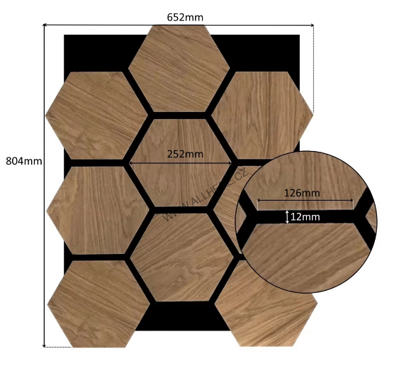 SlatWall Hexagon obkladový panel EcoSpark PLATE6 Světlý OAK