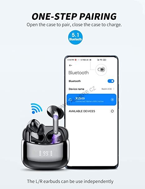 Bezdrátová sluchátka EcoSpark X15 bílá